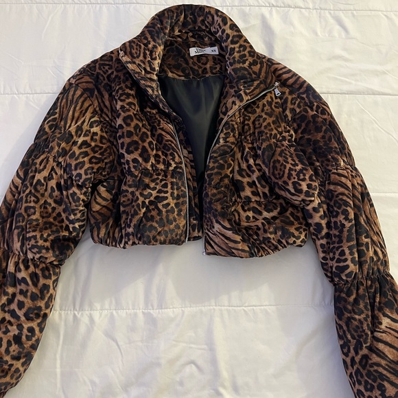 Tiger Mist Cheetah Print Bomber PufferJacket - Picture 2 of 4